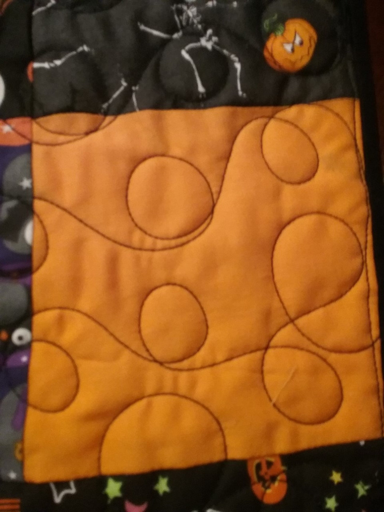 Halloween Table Runner, Black and Orange, Reversible Table Topper