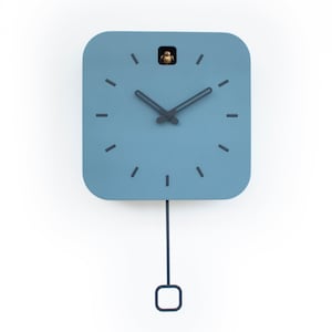 Cuckoo Clock - Napoleon Blue with Anthracite accessories and Brass painted bird - Handmade - Modern Design (GSK01NMXC)