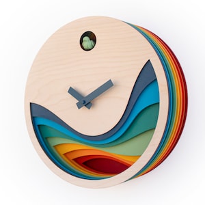 Unique Modern Cuckoo Clock Multi Colored Handmade Modern Design GSKY02 image 1