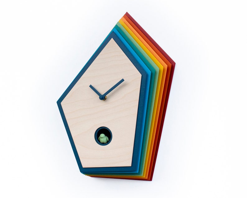 Unique Modern Cuckoo Clock Multi Colored Handmade Modern Design GSKYM01 CC1