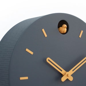 Cuckoo Clock - Anthracite with amber accessories - Handmade - Modern Design (GSY01ANAC)
