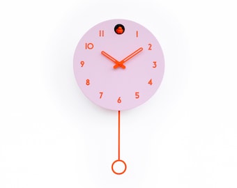 Cuckoo Clock - Cactus Flower with Orange accessories - Handmade - Modern Design (GSY01KCTR)