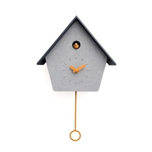 Modern Cuckoo Clock, Minimalist Wall Clock, Scandinavian Home Decor, Concrete Texture Clock