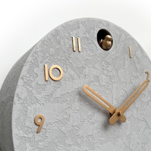 Cuckoo Clock - Concrete coated with brass painted accessories - Handmade - Modern Design (GSY02BPBR)