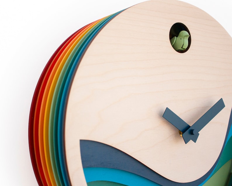 Unique Modern Cuckoo Clock Multi Colored Handmade Modern Design GSKY02 image 6