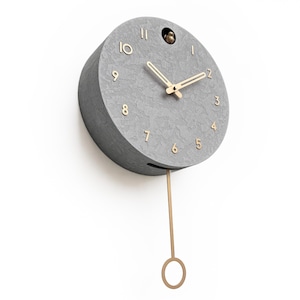 Cuckoo Clock - Concrete coated with brass painted accessories - Handmade - Modern Design (GSY02BPBR)
