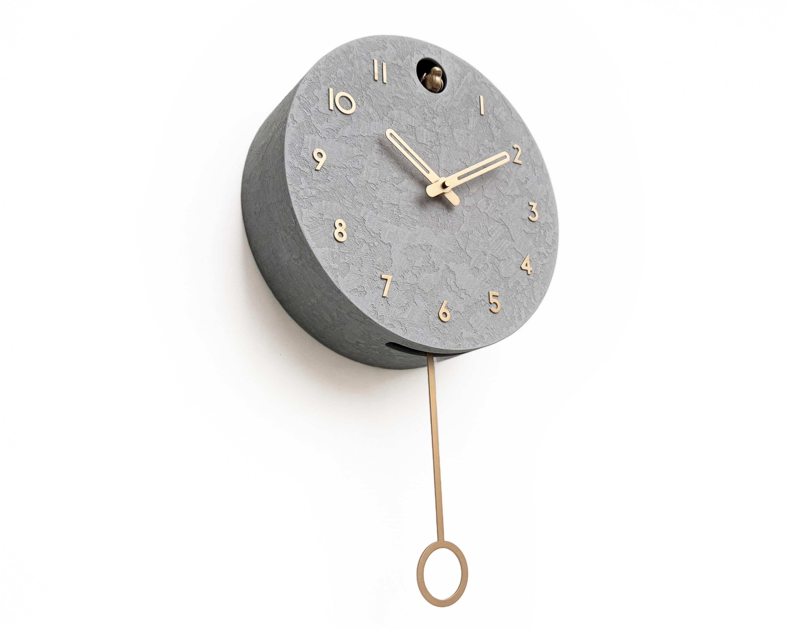 Cuckoo Clock - Concrete Coated With Brass Painted Accessories