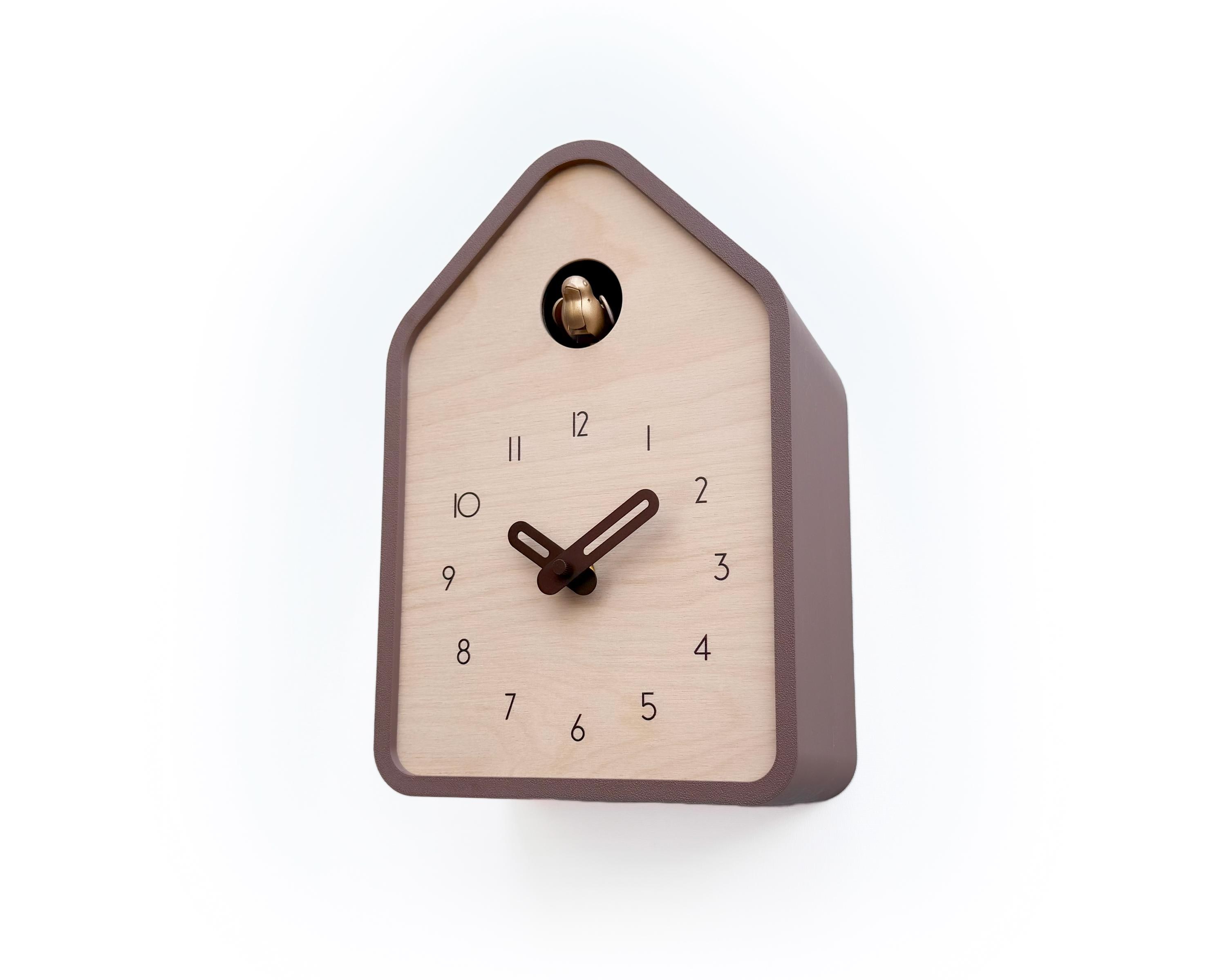 Modern Wooden Cuckoo Clock - Light Brown, Adjustable Volume