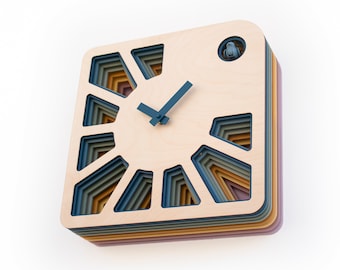 Orologio a cucù moderno e unico - multicolore - fatto a mano - design moderno (GSKK01)