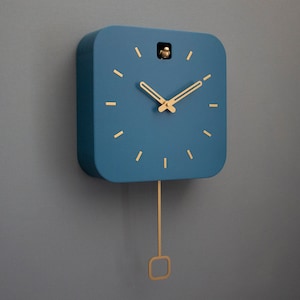 Cuckoo Clock - Fresco with Brass painted accessories - Handmade - Modern Design (GSK01FRPBC)