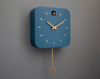 Cuckoo Clock - Fresco with Brass painted accessories - Handmade - Modern Design (GSK01FRPBC)