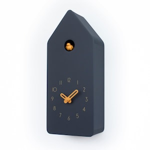 Cuckoo Clock - Anthracite with Amber accessories - Handmade - Modern Design (GSD02ANAR)