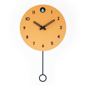 Cuckoo Clock - Amber with Black accessories and Ice Green Bird - Handmade - Modern Design (GSY01AXR)