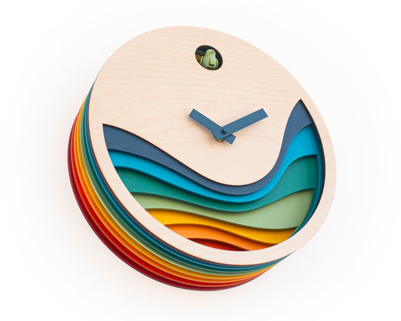 Unique Modern Cuckoo Clock Multi Colored Handmade Modern Design GSKY02 image 4