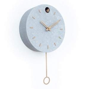 Cuckoo Clock - Concrete coated with brass painted accessories - Handmade - Modern Design (GSY02BPBC)