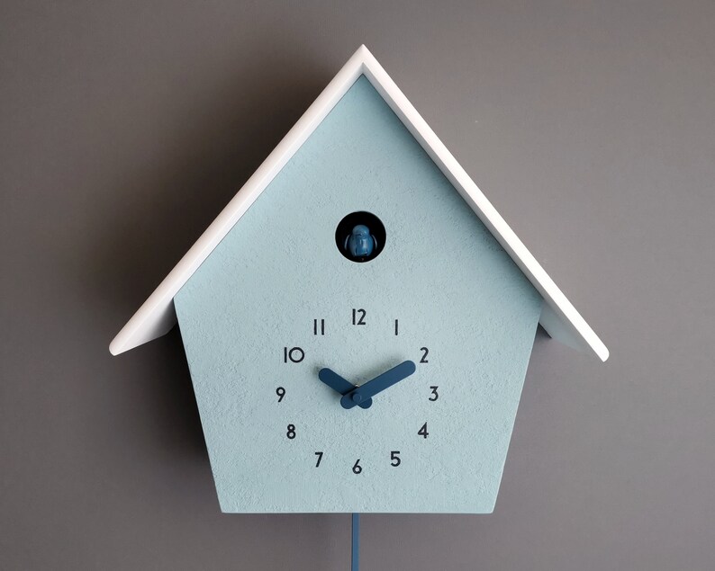 Cuckoo Clock GSC04PMLR Powder Blue Painted Concrete Coated Etsy