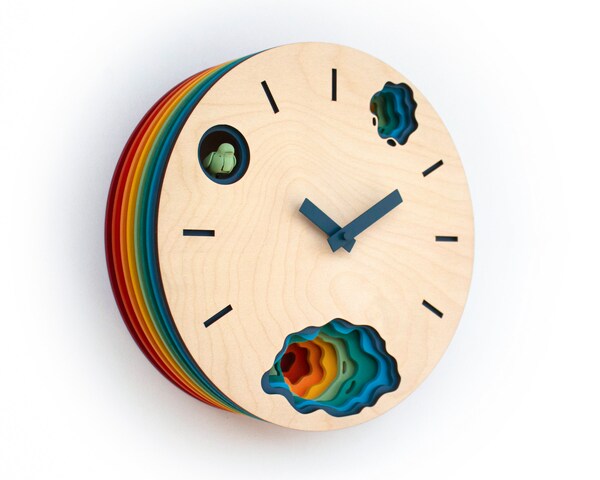 Rainbow Magic Wall Clock Colorful Bohemian Art Multicolor Spring Summer ...