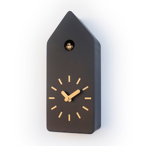 Cuckoo Clock Black with Brass painted accessories Handmade Modern Design GSD01SPBC Without Pendulum