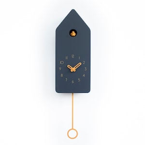 Cuckoo Clock - Anthracite with Amber accessories - Handmade - Modern Design (GSD02ANAR)