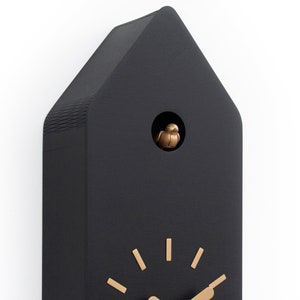 Cuckoo Clock Black with Brass painted accessories Handmade Modern Design GSD01SPBC image 6