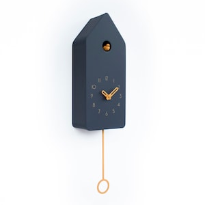 Cuckoo Clock - Anthracite with Amber accessories - Handmade - Modern Design (GSD02ANAR)