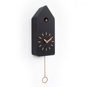 Cuckoo Clock Black with Brass painted accessories Handmade Modern Design GSD01SPBC image 4