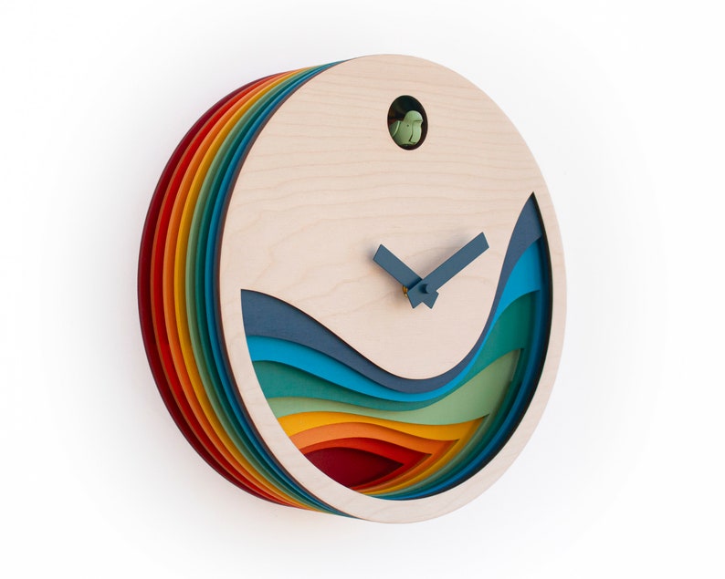 Unique Modern Cuckoo Clock Multi Colored Handmade Modern Design GSKY02 image 3