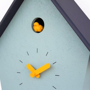 Cuckoo Clock Concrete coated Mold Green painted with sun yellow accessories & anthracite roof Handmade Modern Design GSC01KYGSC image 7