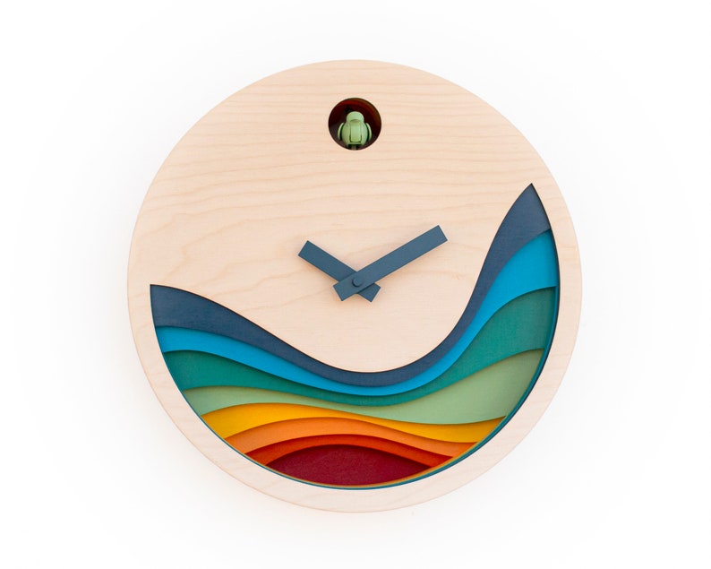 Unique Modern Cuckoo Clock Multi Colored Handmade Modern Design GSKY02 image 2