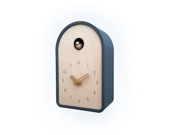 Modern Cuckoo Clock - Anthracite with Brass painted accessories