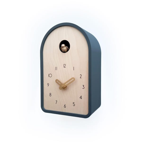Reloj de cuco moderno - Antracita con accesorios pintados en latón