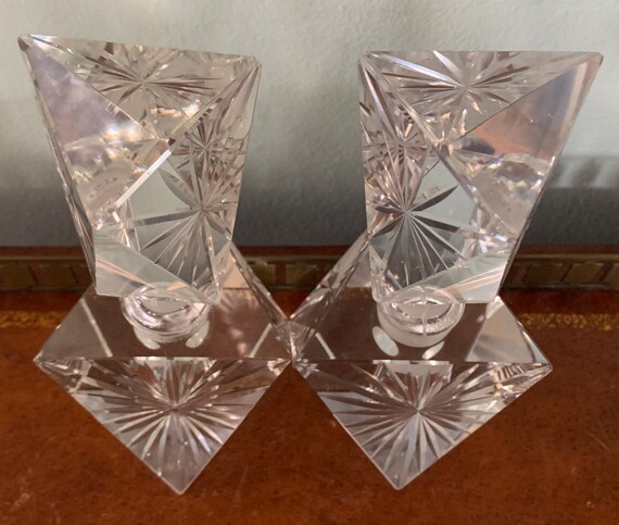 Pair of Cut Lead Crystal Perfume Bottles Starburs… - image 8