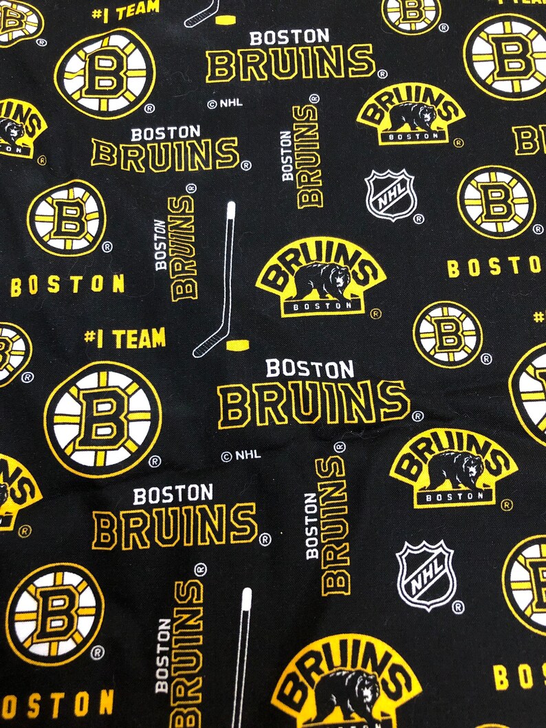 942 Boston Bruins Cotton Fabric 1/4 Yard Black Yellow Great | Etsy