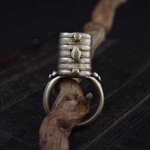 TOWERING GIANT gorgeous old Bedouin Rashaida silver tower ring, Yemen, Saudi Arabia, Ethiopia, ethnic tribal ring, silky patina, men, unisex