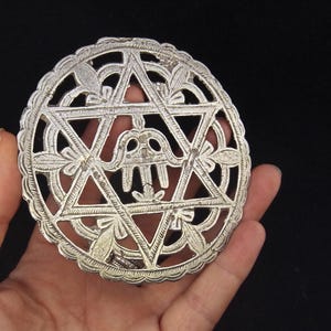 HAND IN STAR *** large old Libyan or Tunisian Berber head decoration, pendant, North Africa, ethnic, Fatima hand, Star of David, hexagram