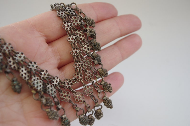 Syria Turkey GRACEFUL /& DELICATE Ottoman-style Vintage ethnic Bedouin choker necklace Boho Middle East patina Armenian tribal jewelry