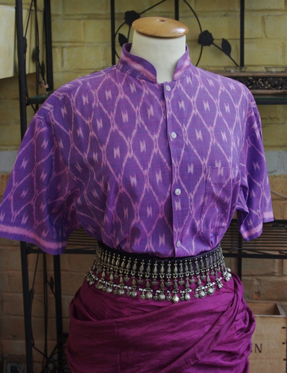 BALI IKAT *** Vintage pink & purple ikat, batik, … - image 4