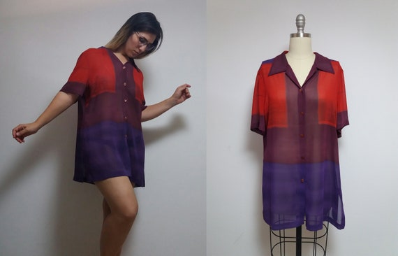 Vintage WEILL mondrian color block red purple geom