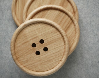 Wooden Oak Button Drink Coasters