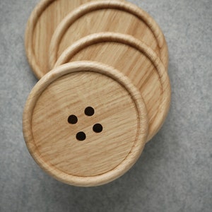 Wooden Oak Button Drink Coasters