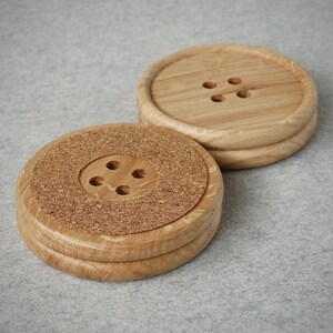 Wooden Oak Button Coasters – Handcrafted Drink Coasters With Button ...