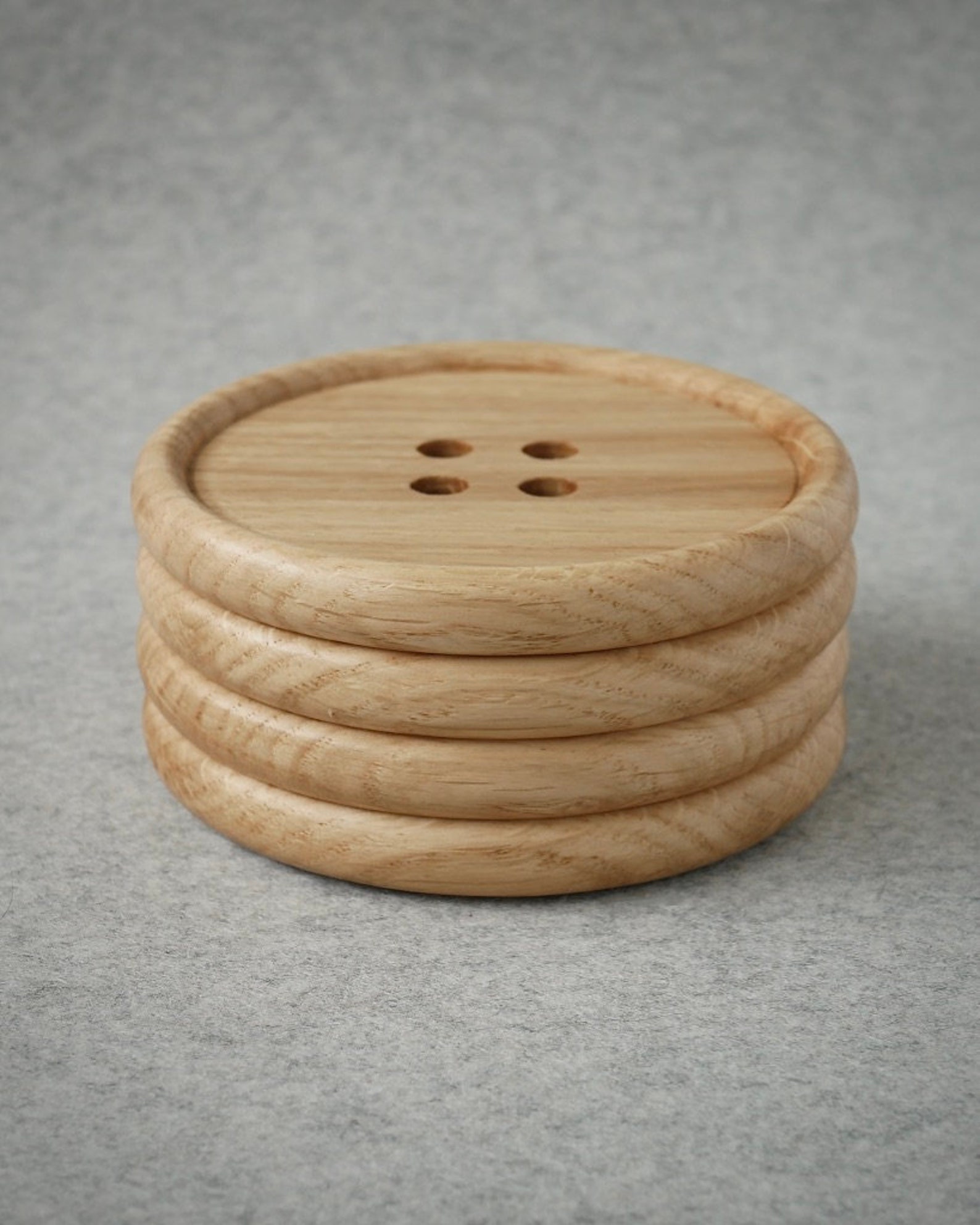 Wooden Oak Button Coasters – Handcrafted Drink Coasters With Button ...
