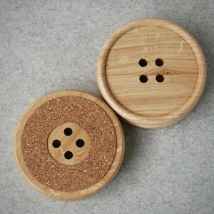 Wooden Oak Button Coasters – Handcrafted Drink Coasters With Button ...