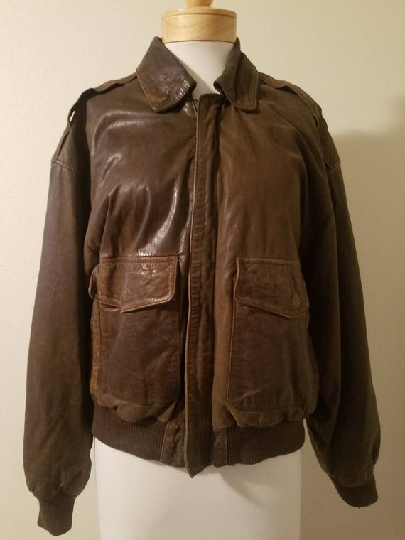 Sale~Men's Vintage 80's Midway Brown Leather Jacke