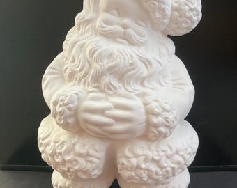 Figura navideña vintage de Papá Noel, lista para pintar. 34 cm de alto.