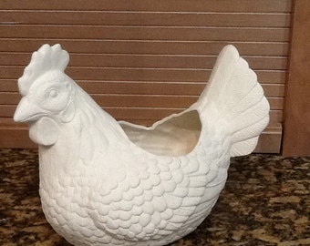 Ceramic Bisque Large Chicken 8"x10" flower pot