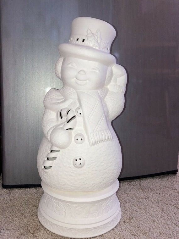 Ceramic bisque large light up Snowman 13.5 tall ready to Etsy
