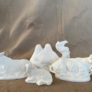 Natività di delta stampi set di animali in ceramica biscuit pronti da dipingere grandi