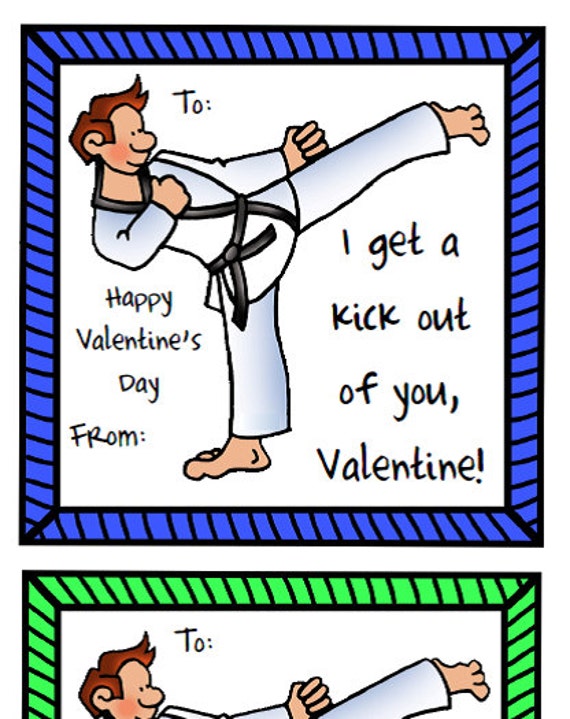 Karate Themed Valentine's Day Cards | Etsy