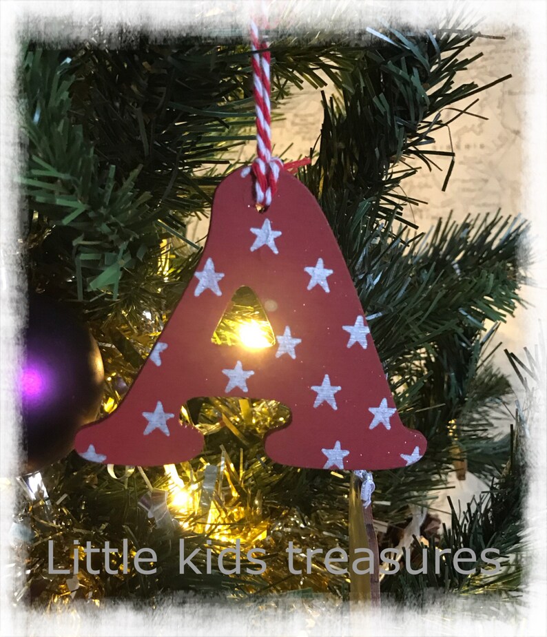 Wooden 8cm alphabet initial hanging christmas tree letters by Etsy